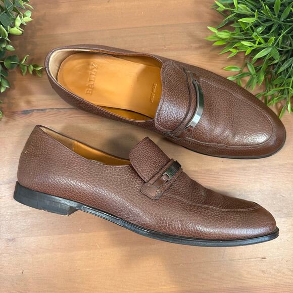 Bally Men's Welmin Brown Leather Loafers Size 9 - Picture 1 of 9